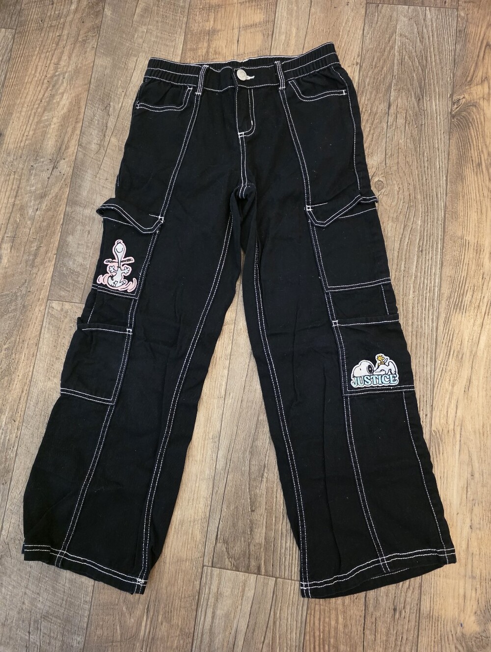 Justice Cargo Pants Sz 12 Girls Vintage Snoopy Y2k Kids - Picture 4 of 5